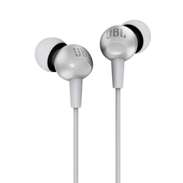 JBL C200SI, Premium in Ear Wired Earphones with Mic, Signature Sound, One Button Multi-Function Remote, Premium Metallic Finish, Angled Earbuds for Comfort fit (Gray) Online now