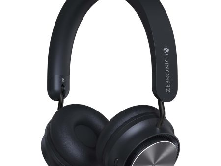 ZEBRONICS Zeb-Bang Pro Bluetooth Wireless On Ear Headphones with Mic V5.0, 30H Backup, Foldable, Call Function, Voice Assistant, Built-in Rechargeable Battery, Type C, 40Mm Driver and Aux (Black) Hot on Sale