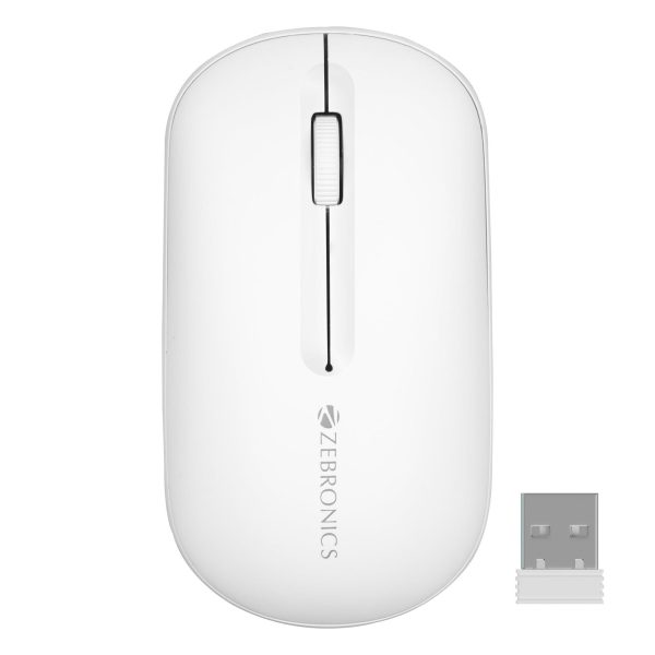 ZEBRONICS PULSE Wireless Mouse, Multi Connectivity, Dual Bluetooth, for Mac, Laptop, Computer, Tablet, 2.4GHz, 1200 DPI, Comfortable & Lightweight (White) Discount