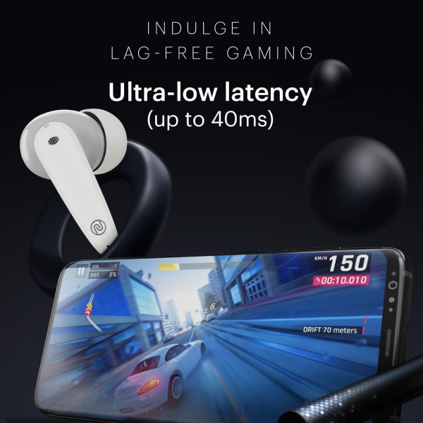 Noise Buds VS106 Truly Wireless in-Ear Earbuds with 50H Playtime, Quad Mic with ENC, Instacharge(10 min=200 min),Ultra-Low Latency(up to 40ms), 10mm Driver, and BT v5.3 (Cloud White) For Discount