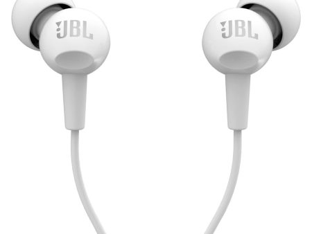 JBL C100SI Wired In Ear Headphones with Mic, JBL Pure Bass Sound, One Button Multi-function Remote, Premium Metallic Finish, Angled Buds for Comfort fit (White) Online