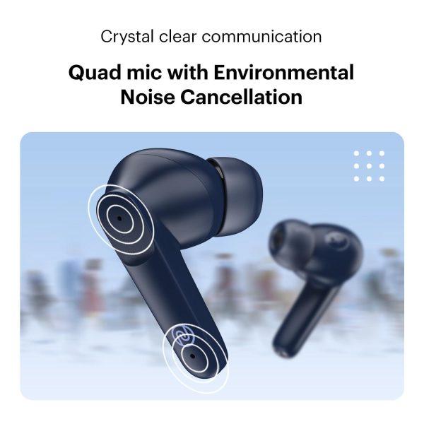 Noise Buds VS104 Truly Wireless Earbuds with 45H of Playtime, Quad Mic with ENC, Instacharge(10 min=200 min), 13mm Driver,Low Latency, BT v5.2 (Midnight Blue) For Discount