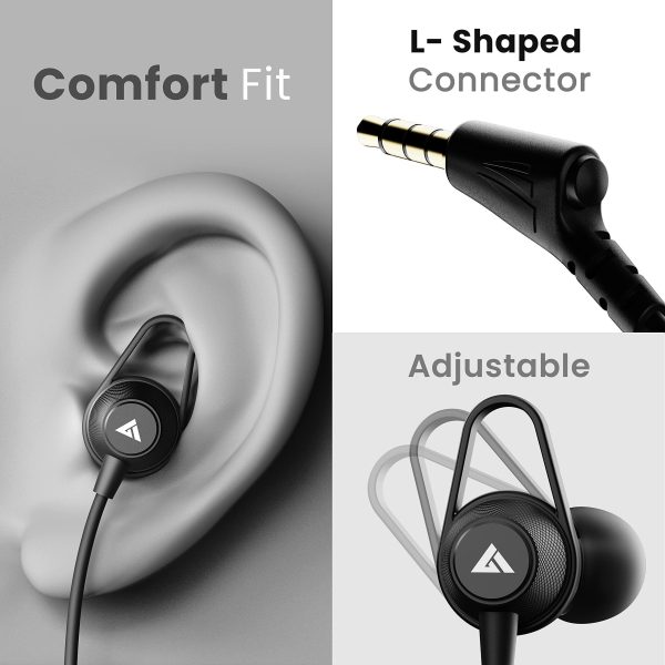 Boult Audio Bassbuds Loop 2 Wired in Ear Earphones with Mic, 10mm Powerful Driver for Extra Bass with Customizable Ear Loop (Black) Cheap