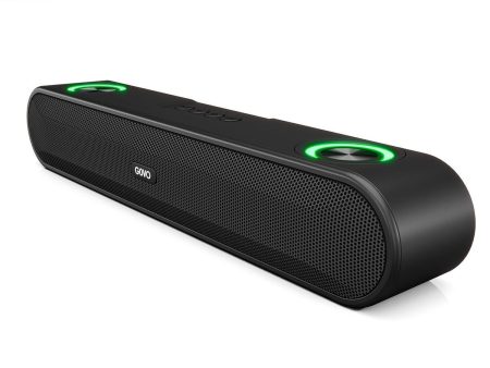 GOVO Gosurround 220 16W Bluetooth Sound Bar, 2000 Mah Battery, 2.0 Channel with 52Mm Drivers, Multicolor Led Lights with Tws, Aux, Bluetooth and USB (Platinum Black), Soundbar For Cheap