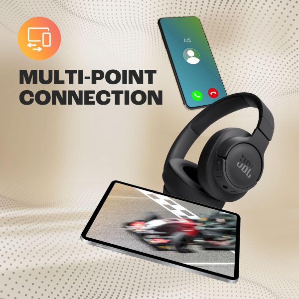 JBL Tune 720BT Wireless Over Ear Headphones with Mic, Pure Bass Sound, Upto 76 Hrs Playtime, Speedcharge, Dual Pairing, Customizable Bass with Headphones App, Lightweight, Bluetooth 5.3 (Black) Online now