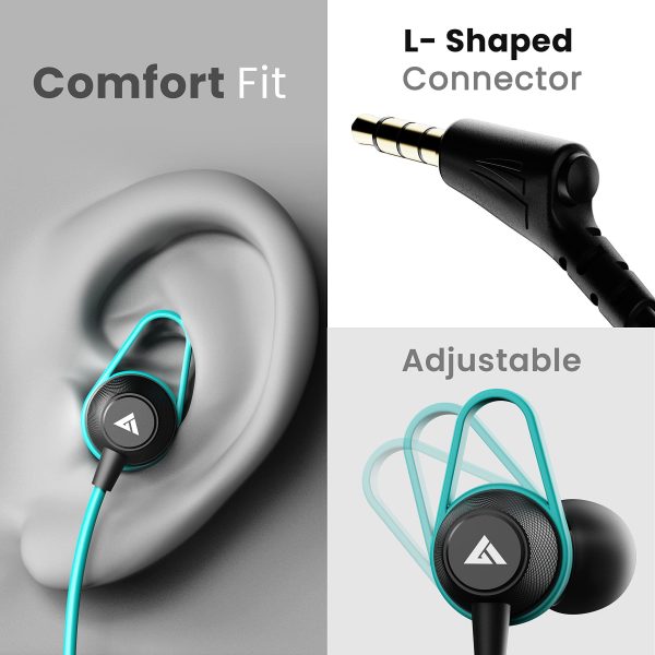 Boult Audio Bassbuds Loop 2 Wired in Ear Earphones with Mic, 10mm Powerful Driver for Extra Bass with Customizable Ear Loop (Teal Blue) Discount