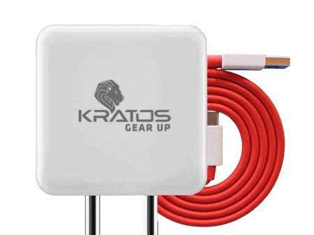 Kratos 65W Fast Charger Adapter & USB-A to Type C Cable Combo, Compatible with Samsung, OnePlus, Realme, Xiaomi, Oppo, Vivo & Other Smartphones, Type C Charger Supports Dash, Warp, Vooc, SuperVooc Discount