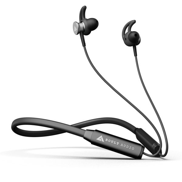 Boult Audio FXCharge Bluetooth Earphones with 32H Playtime, Dual Pairing Neckband, Zen™ ENC Mic, Type-C Fast Charging (5Mins=7.5Hrs), Biggest 14.2mm Bass Driver IPX5 Premium Silicone Neck band (Black) on Sale