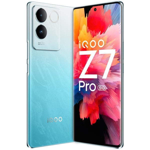 (Refurbished) iQOO Z7 Pro 5G (Blue Lagoon, 8GB RAM, 256GB Storage) | 3D Curved AMOLED Display | 4nm MediaTek Dimesity 7200 5G Processor | 64MP Aura Light OIS Camera | Segment s Slimmest & Lightest Smartphone Online Sale