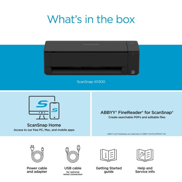 Fujitsu ScanSnap iX1300 Compact Wireless or USB Double-Sided Color Document, Photo & Receipt Scanner with Auto Document Feeder and Manual Feeder for Mac or PC, Black Online Hot Sale