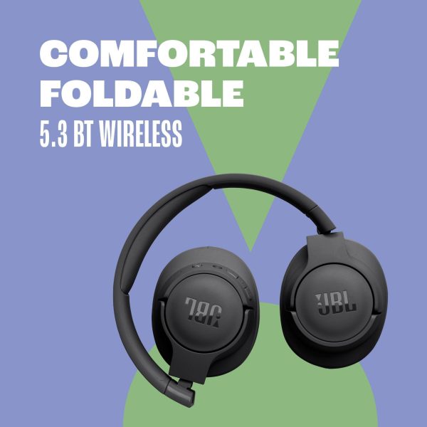 JBL Tune 720BT - Wireless Over-Ear Headphones Pure Bass Sound, Bluetooth 5.3, Up to 76H Battery Life and Speed Charge, Lightweight, Comfortable and Foldable Design (Black) Online Sale