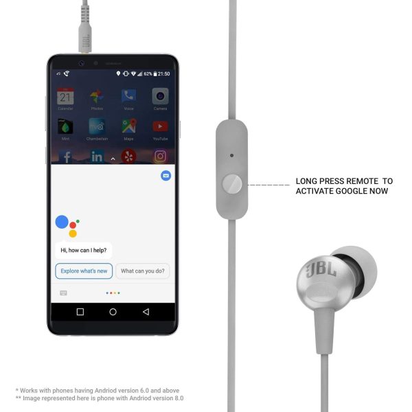 JBL C200SI, Premium in Ear Wired Earphones with Mic, Signature Sound, One Button Multi-Function Remote, Premium Metallic Finish, Angled Earbuds for Comfort fit (Gray) Online now