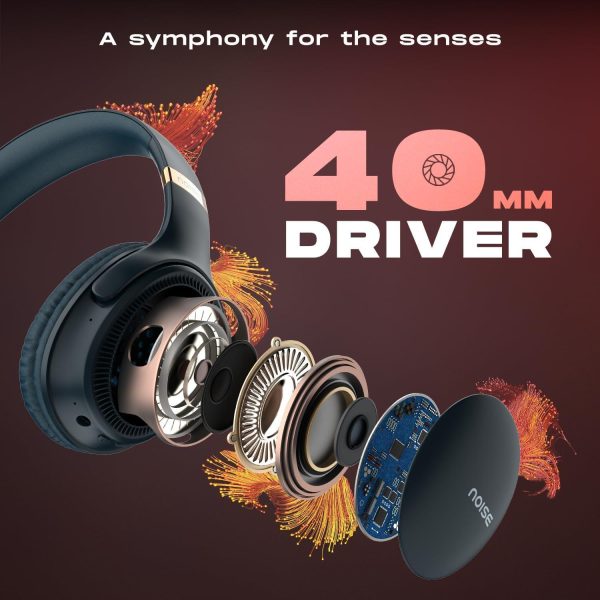 Noise Newly Launched Three Wireless On-Ear Headphones with 70H Playtime, 40mm Driver, Low Latency(up to 45ms),Dual Pairing, BT v5.3 (Space Blue) Sale