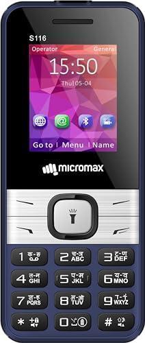 (Refurbished) Micromax S116, Dual Sim Keypad with Long Lasting Battery & Dedicated Notification Ring, Wireless FM with Auto Call Recording | Blue Cheap