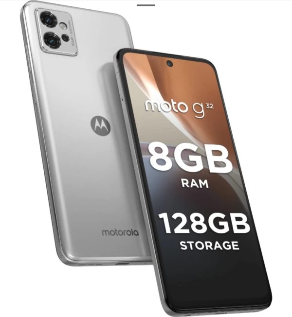 (Refurbished) Motorola G32 (Satin Silver, 8GB RAM, 128GB Storage) | 6.55 inch Full HD Fashion