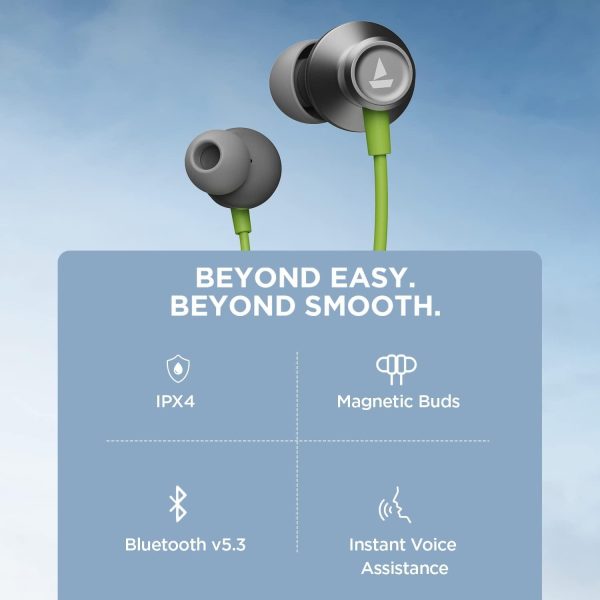 boAt Rockerz Apex Bluetooth Wireless in Ear Earphones with Spatial Bionic Sound Powered by Dirac Virtuo™, Touch Sensors, Beast™ Mode, ENx™ Tech,30H Playtime,ASAP™ Charge(Funk Lime) Supply