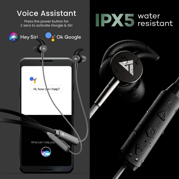 Boult Audio FXCharge Bluetooth Earphones with 32H Playtime, Dual Pairing Neckband, Zen™ ENC Mic, Type-C Fast Charging (5Mins=7.5Hrs), Biggest 14.2mm Bass Driver IPX5 Premium Silicone Neck band (Black) on Sale