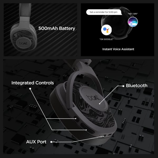 boAt Rockerz 550 Over Ear Bluetooth Headphones with Upto 20 Hours Playback, 50MM Drivers, Soft Padded Ear Cushions and Physical Noise Isolation, Without Mic (Black) Hot on Sale