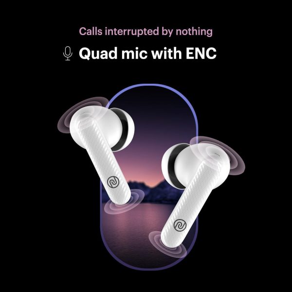 Noise Aura Buds in-Ear Truly Wireless Earbuds with 60H of Playtime, Quad Mic with ENC, Dual Device Pairing, Instacharge(10 min=150 min),12mm Polymer Composite Driver,BT v5.3(Aura White) on Sale