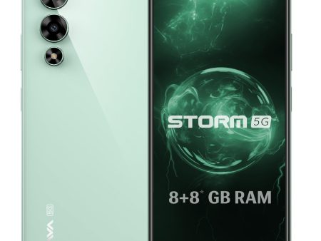 (Refurbished) Lava Storm 5G (Gale Green, 8GB RAM, 128GB ROM)|50MP+8MP Ultrawide Dual Camera|16MP FrontCamera|6.78  FHD+ Punch Hole Display|5000 mAh Battery|33W Fast Charging|Upto 16GB ExpandableRAM|Clean Android For Discount