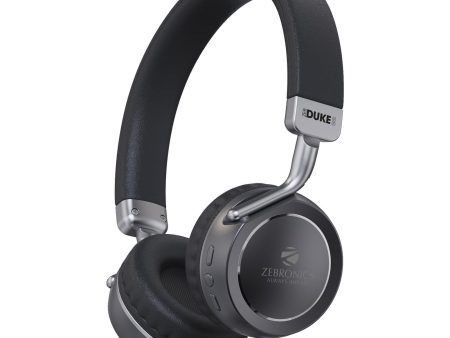 ZEBRONICS DUKE 2 Wireless Headphone, Supports Bluetooth, Dual Pairing, Deep Bass, up to 60h Battery Backup, AUX, Environmental Noise Cancellation, Gaming Mode, Now with Type C Charging (Black) Online now