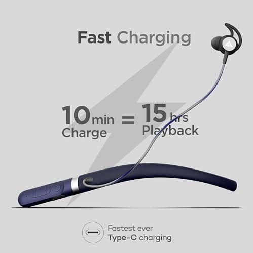 Boult Audio Just Launched FCharge Bluetooth Earphones with 40H Playtime, Zen ENC Mic, Dual Device Connectivity, Type C Fast Charging, 14.2mm Bass Driver, Made in India, IPX5 Silicon Neckband (Blue) Supply