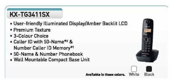 Panasonic 3411 Cordless Landline Phone Black Cheap