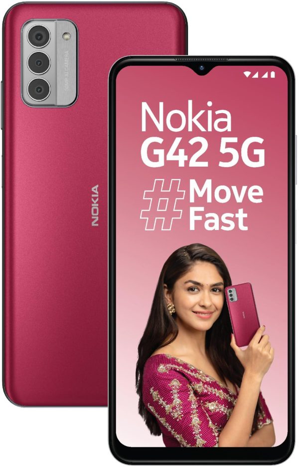 (Refurbished) Nokia G42 5G | Snapdragon® 480+ 5G | 50MP Triple AI Camera | 11GB RAM (6GB RAM + 5GB Virtual RAM) | 128GB Storage | 5000mAh Battery | 2 Years Android Upgrades | 20W Fast Charger Included | So Pink For Discount