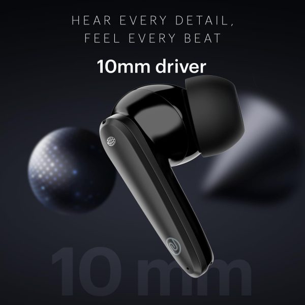 Noise Buds VS106 Truly Wireless in-Ear Earbuds with 50H Playtime, Quad Mic with ENC, Instacharge(10 min=200 min),Ultra-Low Latency(up to 40ms), 10mm Driver, and BT v5.3 (Jet Black) Online now