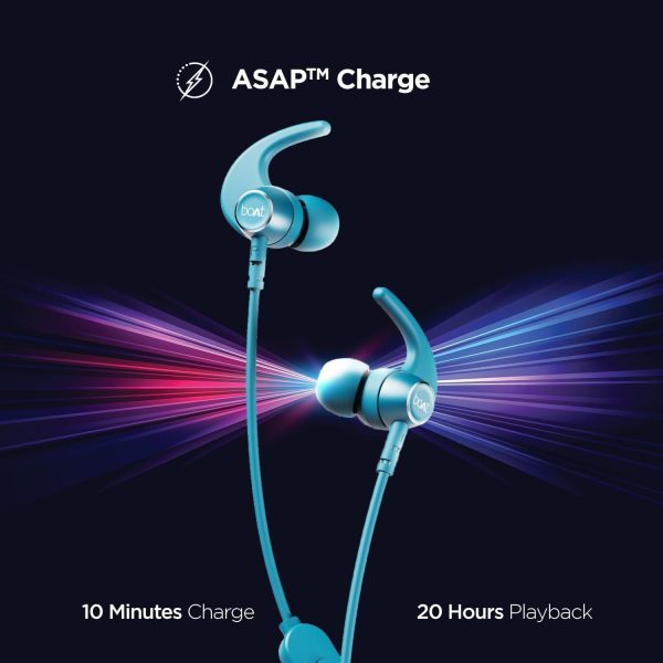 boAt Rockerz 330 Pro in-Ear Bluetooth Neckband with 60HRS Playtime, ASAP Charge, ENx Tech, Signature Sound, BT v5.2, Dual Pairing, IPX5, with Mic (Teal Green) on Sale