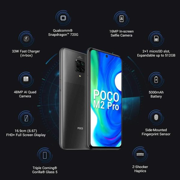 (Refurbished) MI Poco M2 Pro (Two Shades of Black, 4GB RAM, 64GB Internal Storage) Supply