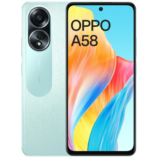 (Refurbished) Oppo A58 (Dazzling Green, 6GB RAM, 128GB Storage) | 5000 mAh Battery and 33W SUPERVOOC | 6.72  FHD+ Punch Hole Display | Dual Stereo Speakers with No Cost EMI Additional Exchange Offers For Cheap