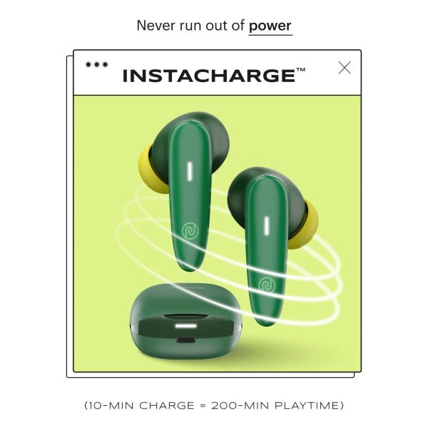 Noise Buds VS401 in-Ear Truly Wireless Earbuds with 50H of Playtime, Low Latency(up-to 50ms), Quad Mic with ENC, Instacharge(10 min=200 min),10mm Driver, BT v5.3(Forest Green) Hot on Sale