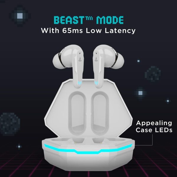 boAt Airdopes 191G True Wireless Earbuds with ENx™ Tech Equipped Quad Mics, Beast™ Mode(Low Latency- 65ms) for Gaming, 2x6mm Dual Drivers, 30H Playtime, IPX5, IWP™, Appealing Case LEDs(White Siberia) Online now