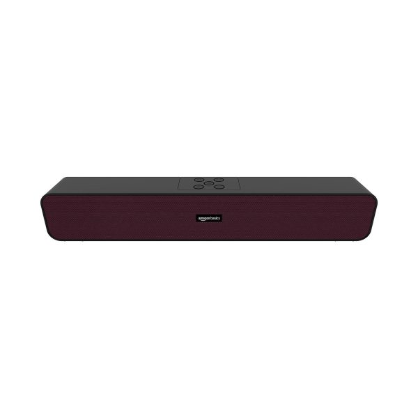 amazon basics 16W Bluetooth Soundbar Speaker with 1200mah Battery, BT v5.3, Aux, USB Port for Mobile, PC, Tablets, and Laptops (Black-Maroon) Sale