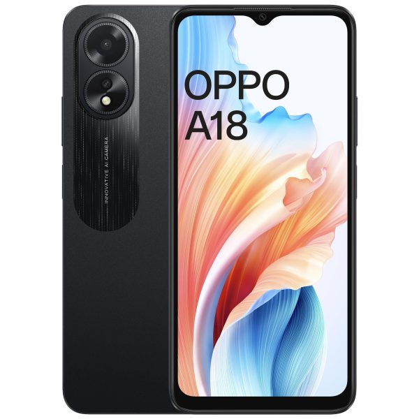 (Refurbished) OPPO A18 (Glowing Black, 4GB RAM, 64GB Storage) | 6.56  HD 90Hz Waterdrop Display | 5000 mAh Battery with No Cost EMI Additional Exchange Offers For Sale