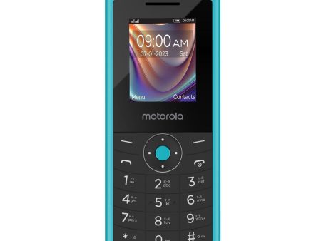 (Refurbished) Motorola All-New A10 Dual Sim keypad Mobile with 800 mAh Battery & Dedicated Receiver, Expandable Storage Upto 32GB, Wireless FM with auto Call Recording | Teal Blue on Sale