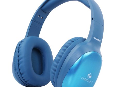 ZEBRONICS Thunder PRO Wireless Headphone with Dual Pairing, Gaming Mode, ENC, Bluetooth, Call Function, Aux, Micro SD, Voice Assistant, Deep Bass, Up to 60h Backup (Blue) For Sale