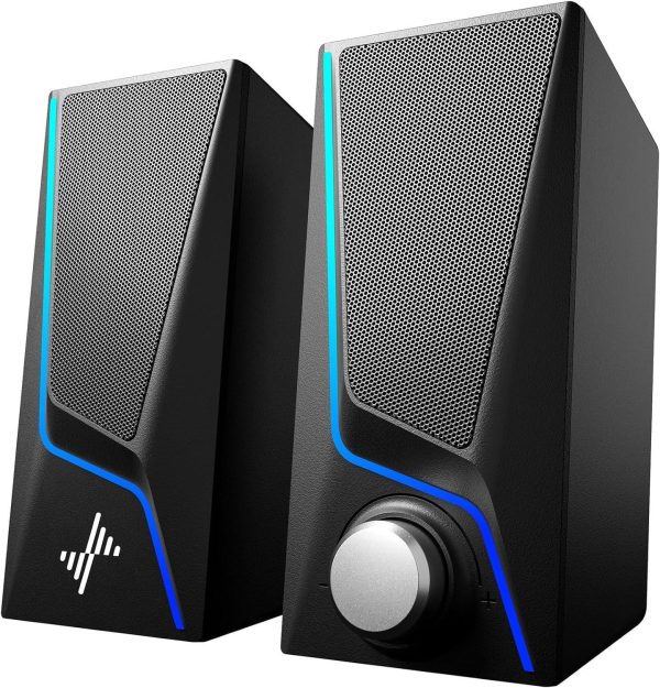 Nylavee Computer Speakers,Pc Speakers With 6 Lighting Modes,Usb Powered Computer Speakers For Desktop Monitor With 2 Bass-Boost Ports,2 Speaker Units,And 3.5Mm Aux-In Cable For Pc,Laptop,Tablet,Phone For Cheap