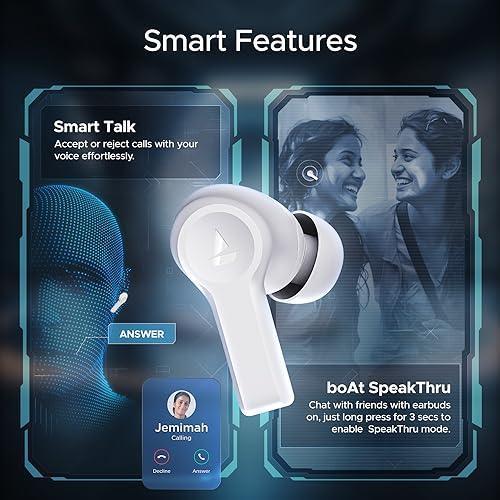 boAt Airdopes Flex 454 ANC in Ear TWS Earbuds with Smart Features, ANC, 60HRS Playback, Beast Mode(Low Latency), Quad Mics ENx Tech, Multi Point Connectivity, ASAP Charge(Zinc White) Online now