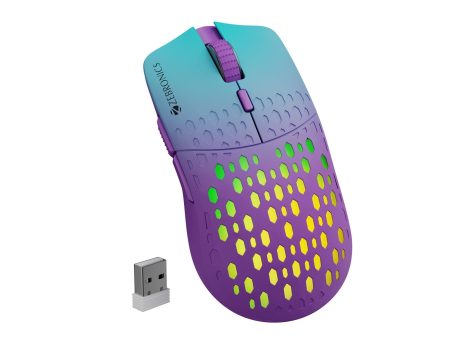 ZEBRONICS MARINE Wireless Mouse with Rechargeable Battery, BT + 2.4GHz, 6 Buttons, 4 DPI, 1000 1600 2400 3200, Comfortable & Ergonomic Design, Multicolor LED lights (Purple) on Sale