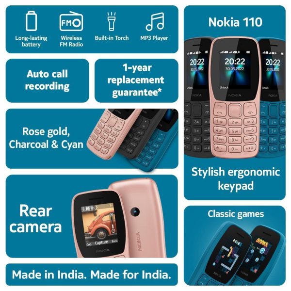 (Refurbished) NOKIA 110 TA-1434 DS in Cyan Cheap