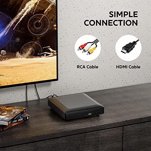 Mini DVD Player, All Region DVD CD Disc Player for TV with HDMI AV Output, HDMI AV Cables Included, HD 1080P Supported Built-in PAL NTSC System USB Input on Sale