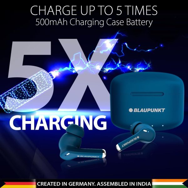 Blaupunkt Newly Launched Btw100 Xtreme Truly Wireless Bluetooth in Ear Earbuds I 99H Playtime* I Quad Mic I Crispr Enc Tech I Gaming Mode I Turbovolt Charging I Bt Version 5.3 (Blue) Cheap