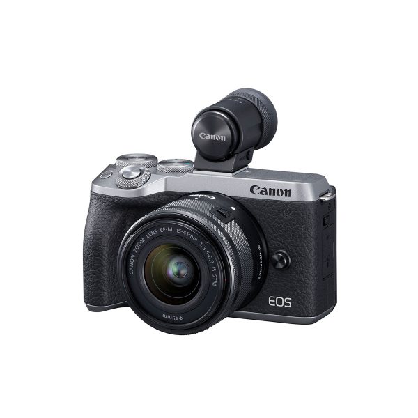 Canon EOS M6 Mark II Mirrorless Camera with EF-M 15-45mm IS STM Lens and EVF (Silver) on Sale